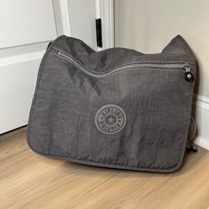 Kipling Madhouse Gray Expandable Messenger Bag Laptop Crossbody Bag 17"